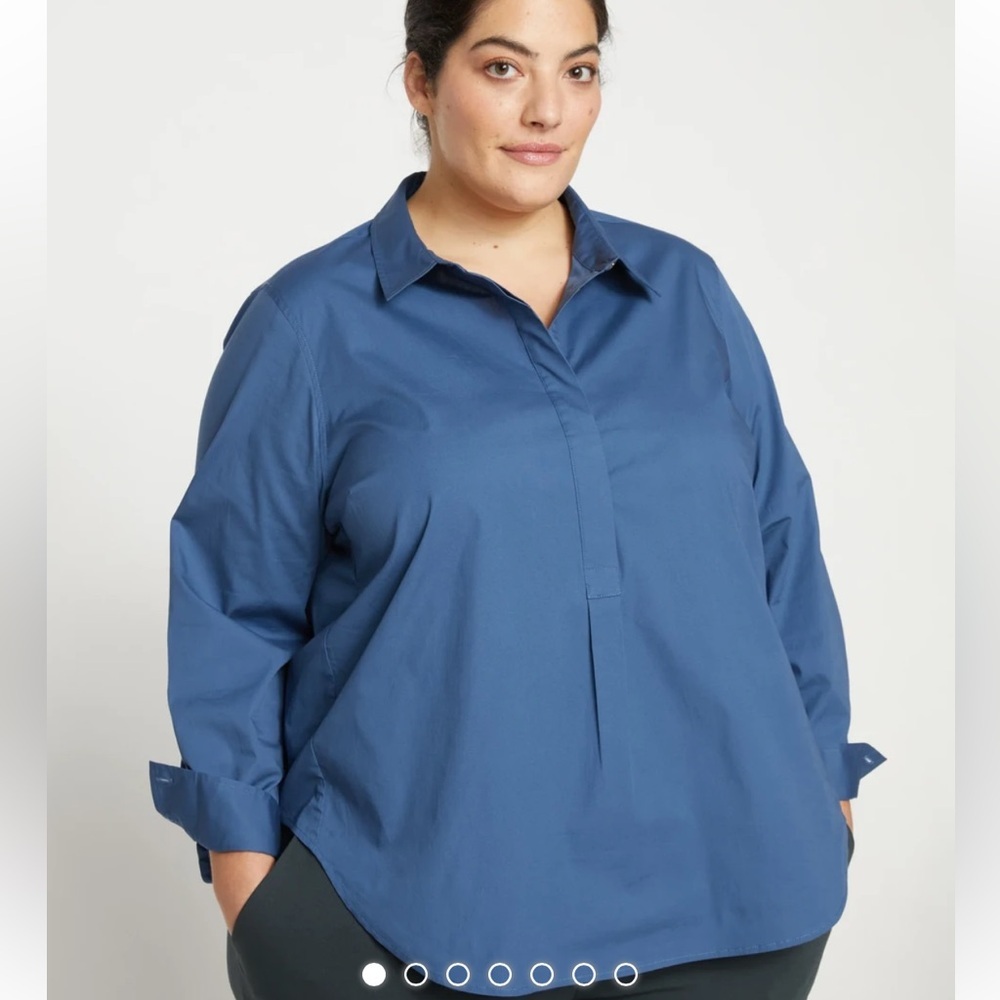 Universal‎ Standard Elbe Popover Stretch Poplin Shirt Classic Fit- S